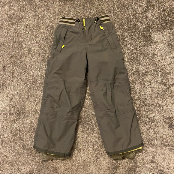 Mini Boden Snow Pants Kids Boys Girls 6-7 Gray Yellow Waterproof Ski Snowboard - Picture 1 of 11